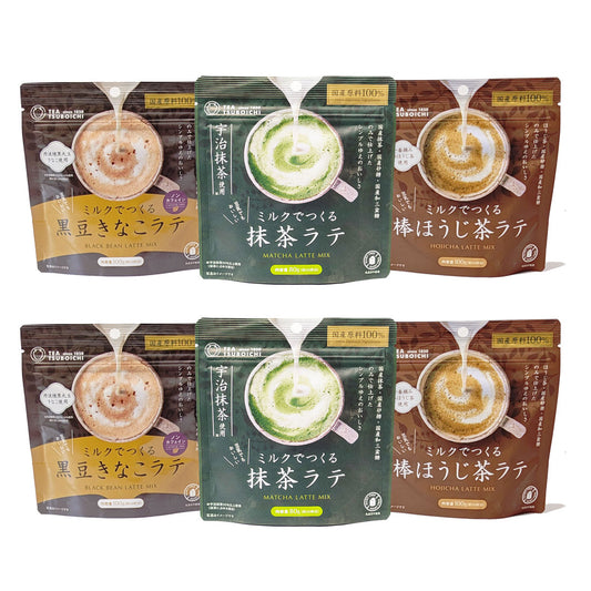 ミルクでつくるラテ 飲み比べアソート6個セット【お得な6個セット】【抹茶ラテ・棒ほうじ茶ラテ・黒豆きなこラテ】つぼ市製茶本舗
