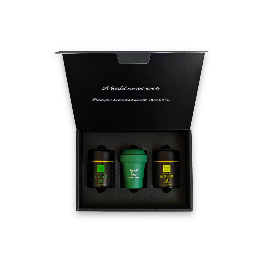 Premium Organic Matcha Tasting Shaker Gift Set (Uji x Satsuma | CHANOARL x Kaga Yamanaka Lacquerware) | CHANOARL PREMIUM ORGANIC MATCHA TASTING GIFT SET WITH SHAKER