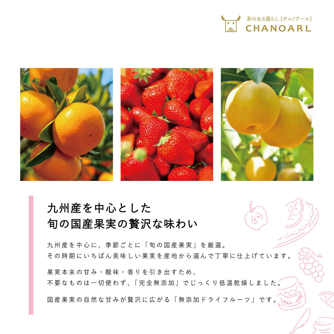 CHANOARL 八女深蒸し茶＆無添加ドライフルーツ【国産無添加フルーツティー】 緑茶ティーバッグ 九州産 乾燥果実 砂糖不使用 無香料 添加物不使用