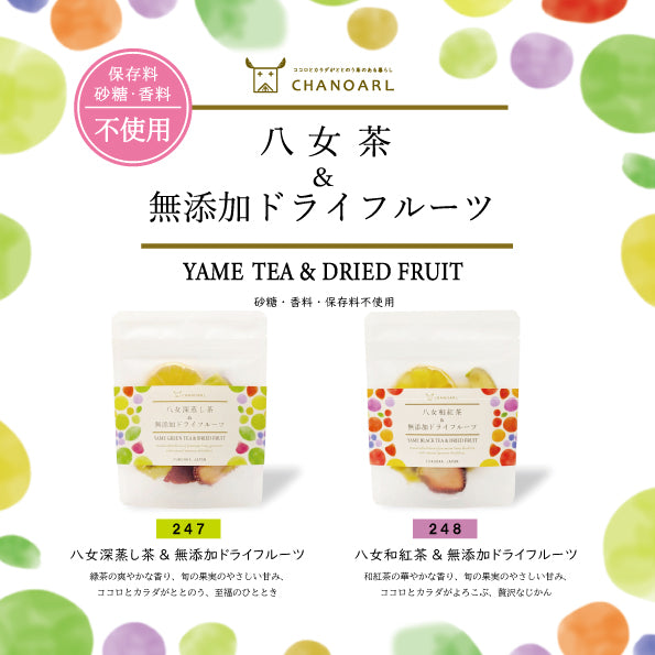 CHANOARL 八女深蒸し茶＆無添加ドライフルーツ【国産無添加フルーツティー】 緑茶ティーバッグ 九州産 乾燥果実 砂糖不使用 無香料 添加物不使用